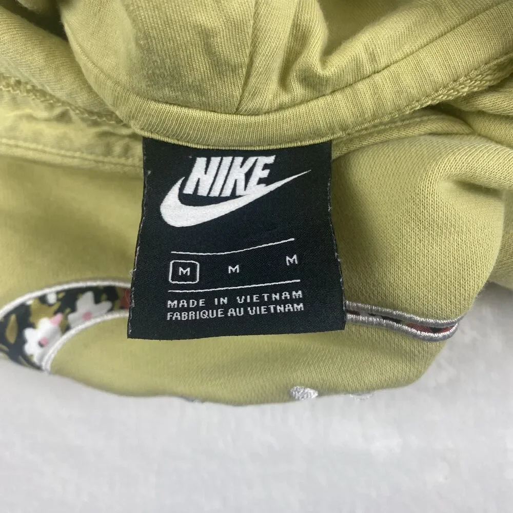 Nike Sweater Womens Medium Green Cropped Hoodie Logo Sweatshirt Pullover